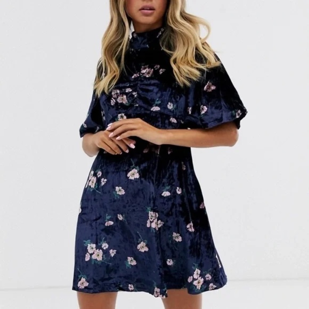 Free People Floral Velvet Dress